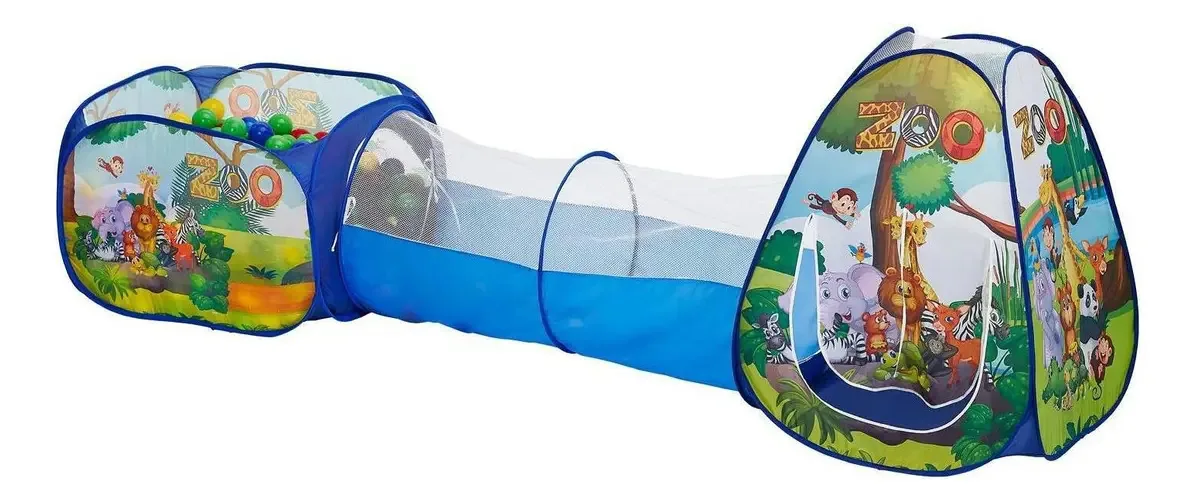 Toca Barraca Túnel 3 Em 1 Infantil Zoo