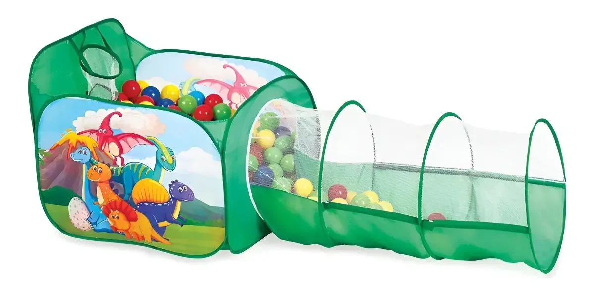2x1 Piscina De Bolinhas Com Basquete Túnel Dinossauros