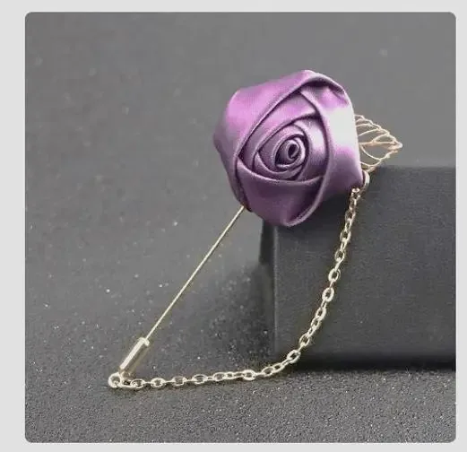 Broche Tecido Fuchisia Lapela 9cm Casamento