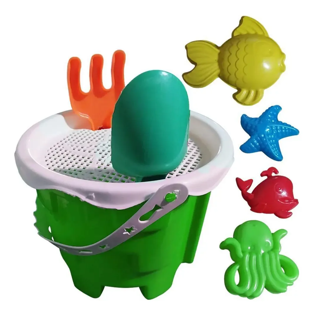 Kit 5 Balde Baldinho De Praia Infantil Com Acessórios