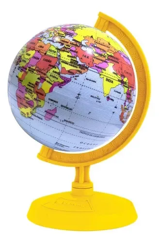 Globo Terrestre Libreria Baby 10cm Amarelo Mapa Político de Mesa