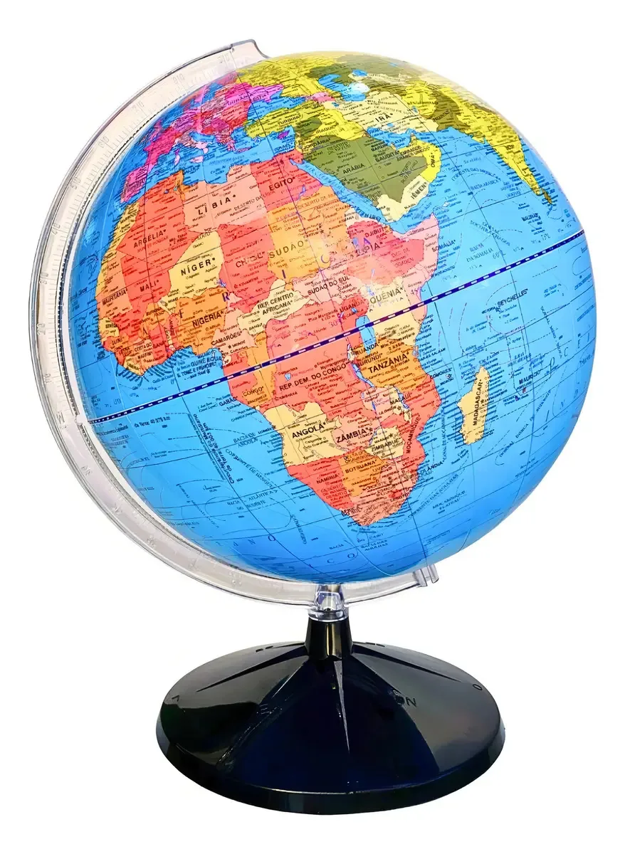 Globo Terrestre Político Continental 30cm Plástico Base Preta