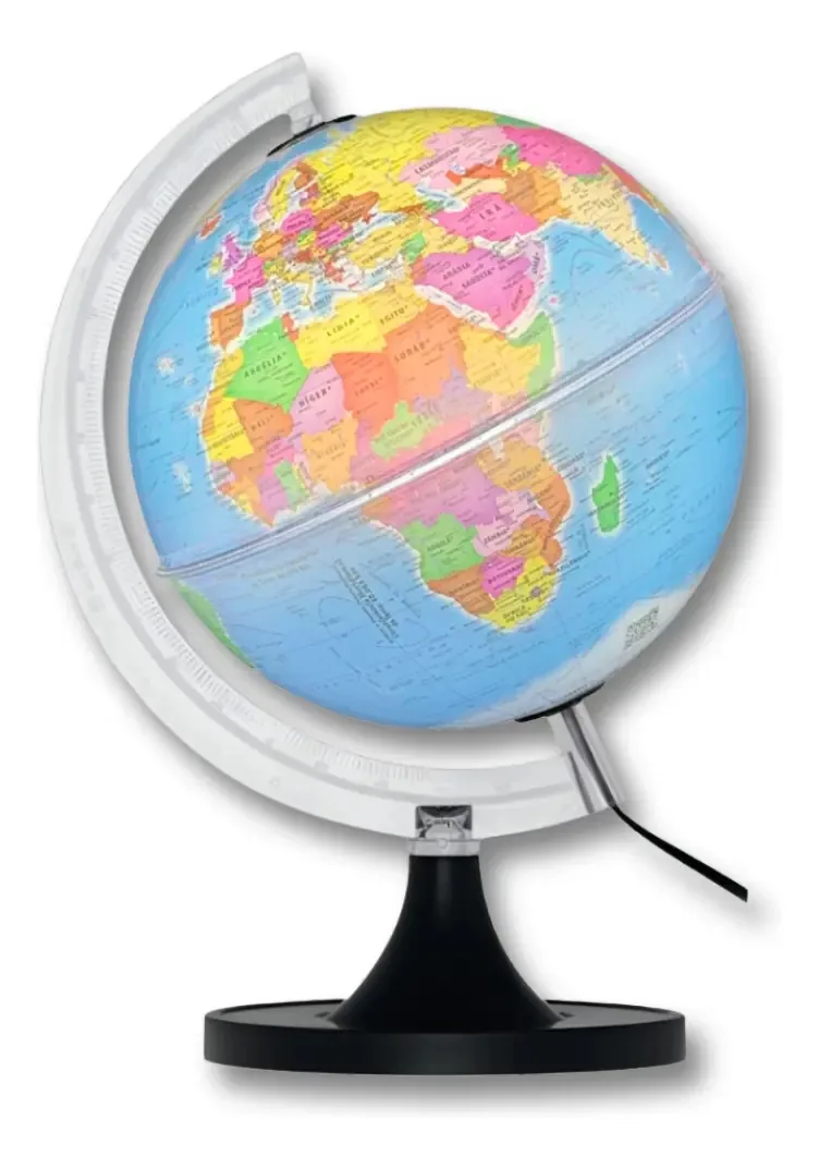 Globo Terrestre Iluminado Político Giratório 21cm Diâmetro Azul Libreria