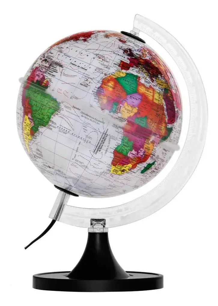 Globo Terrestre Mundi de Mesa 21cm Branco com Luz LED Editora Libreria