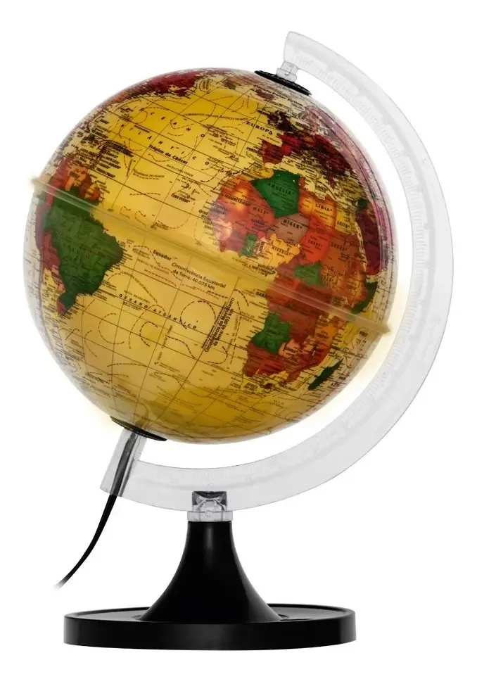 Globo Terrestre Político Luminoso Liberaria 21cm Mapa Mundi Bivolt Giratório