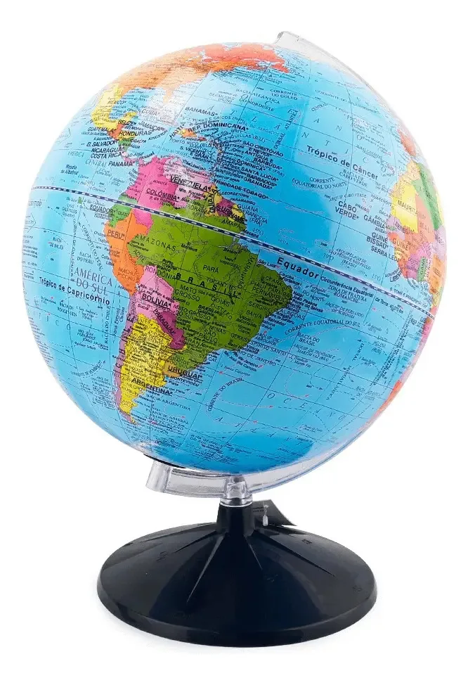 Globo Terrestre Político Azul Nomeclatura Português Studio