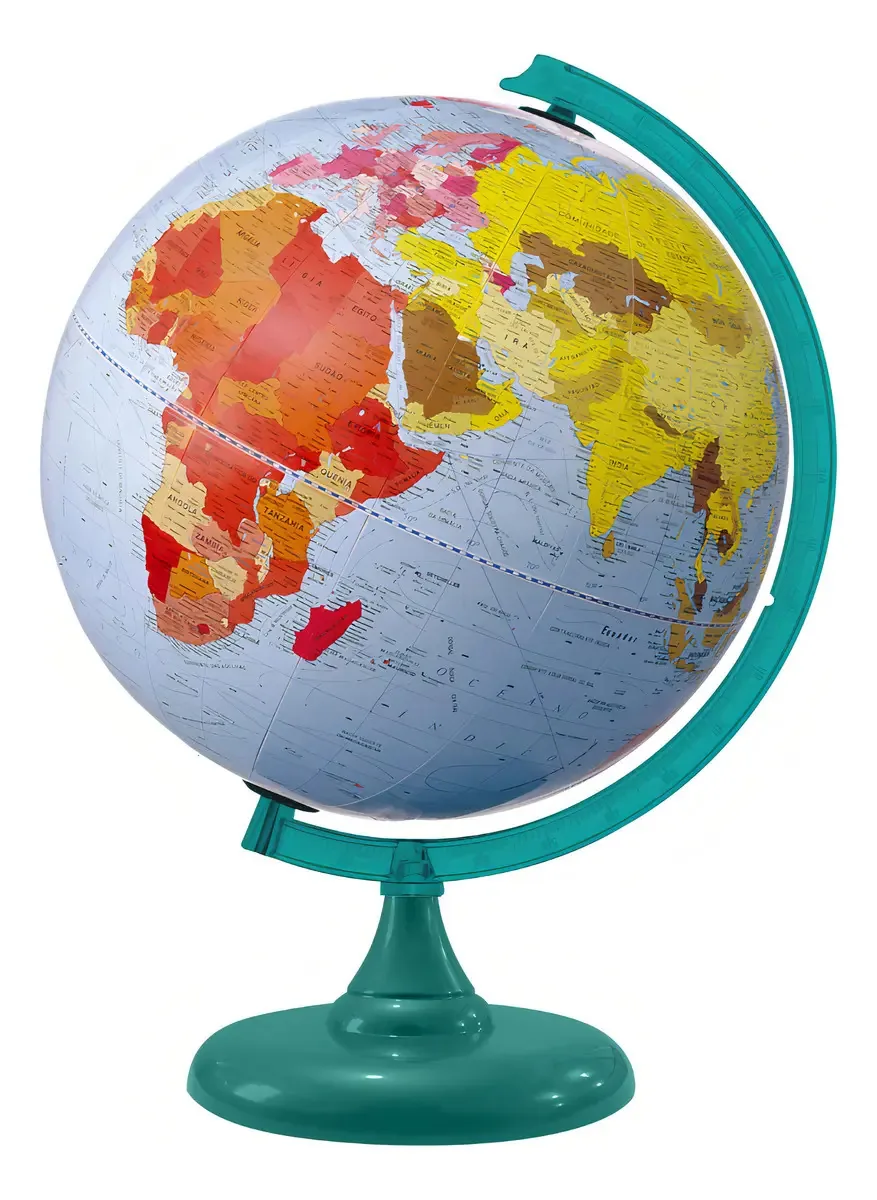 Globo Político 30cm Continental - Base Turquesa
