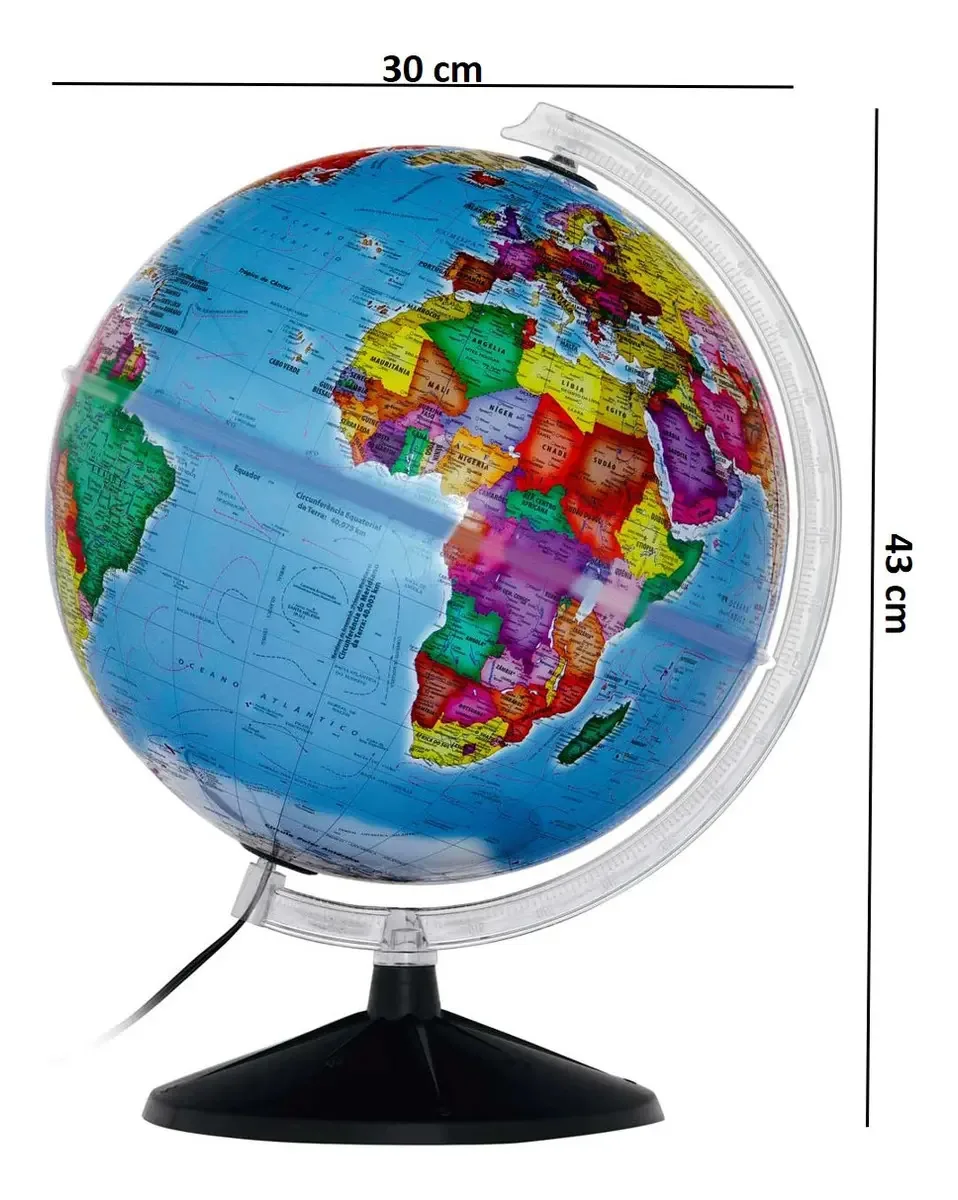 Globo Terrestre Iluminado Libreria Prisma 30cm Mapa Político