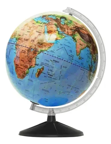 Globo Terrestre Libreria 30cm Mapa Galilei Físico Giratório Azul