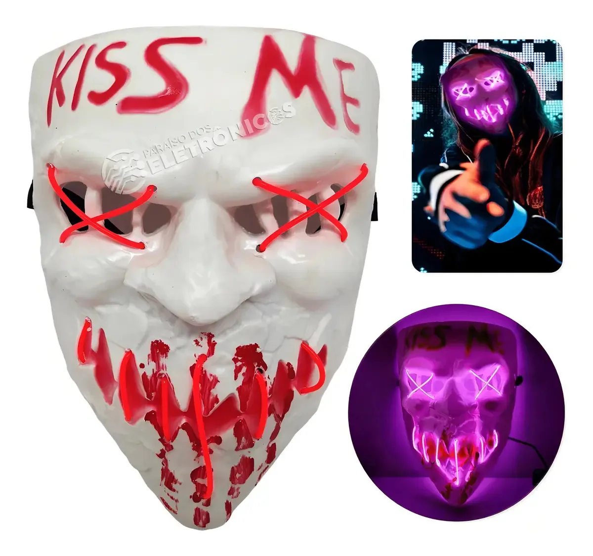 Máscara Fantasia Com Led The Purge Kiss Me Cosplay Terror