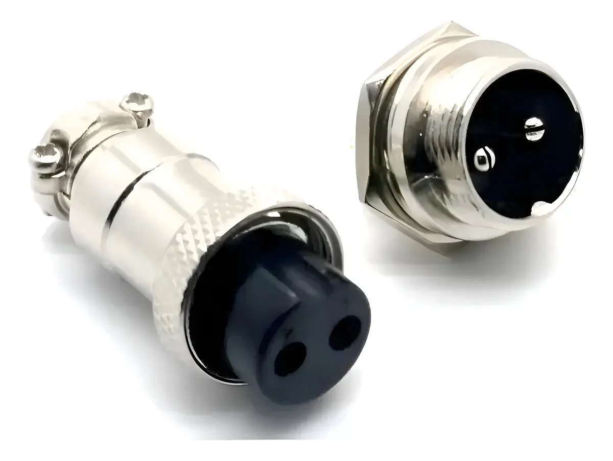5 Conector Mike 2 Vias Aviação Gx16 2 - Macho E Femea C/