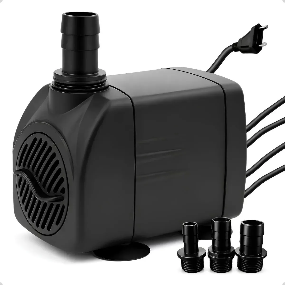 Bomba Submersa 2000l/h 2m Lagos Recalque Fontes Aquários Cascata Chafariz Motor Água Doce Salgada Marinho Fonte Hidroponia Aquaponia