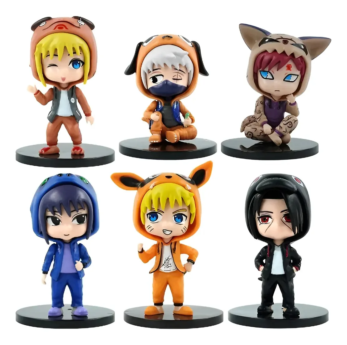 Pack 6 Miniaturas Naruto Gaara Fantasiados Fofo com base