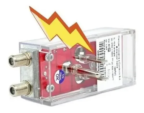 Protetor de raios E-clamper, contato elétrico coaxial, cor transparente