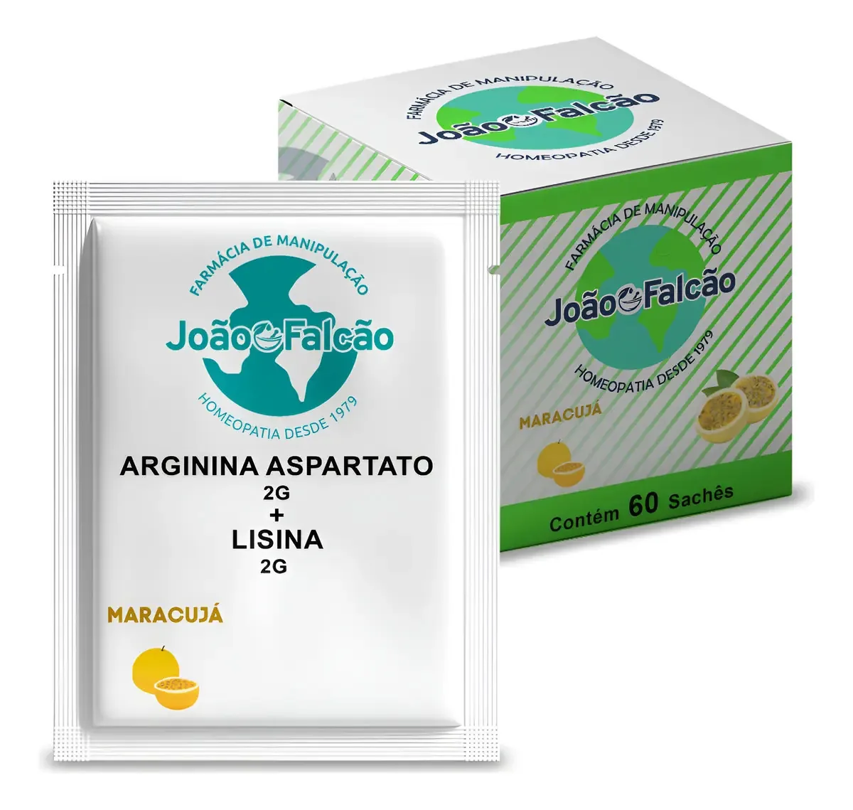 Farmácia João Falcão Aminoácidos Arginina Aspartato Lisina 60 Sachês Maracujá Vegano