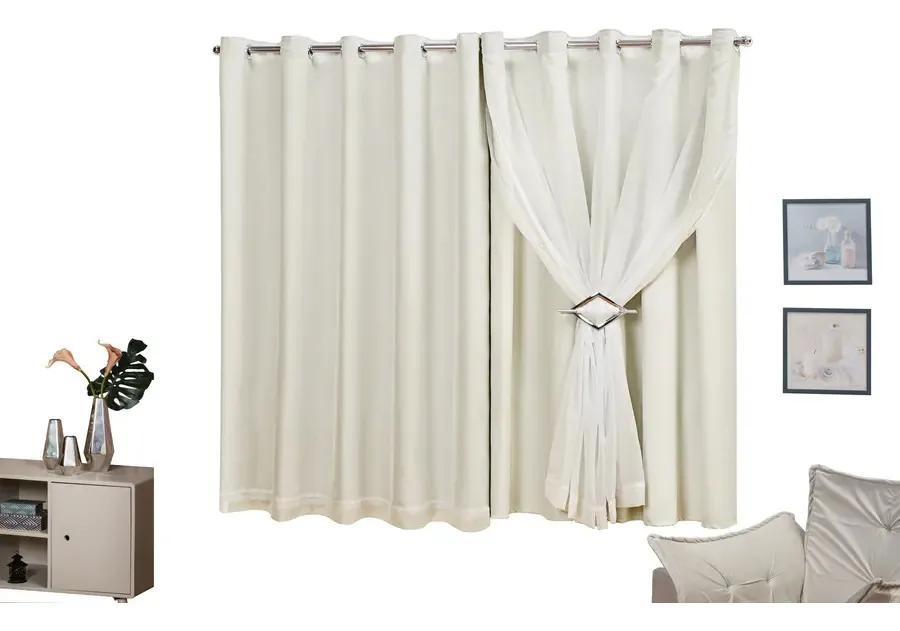Cortina Cortina De 1.7m X 5m Liso Cor Palha - Unidade De 1
