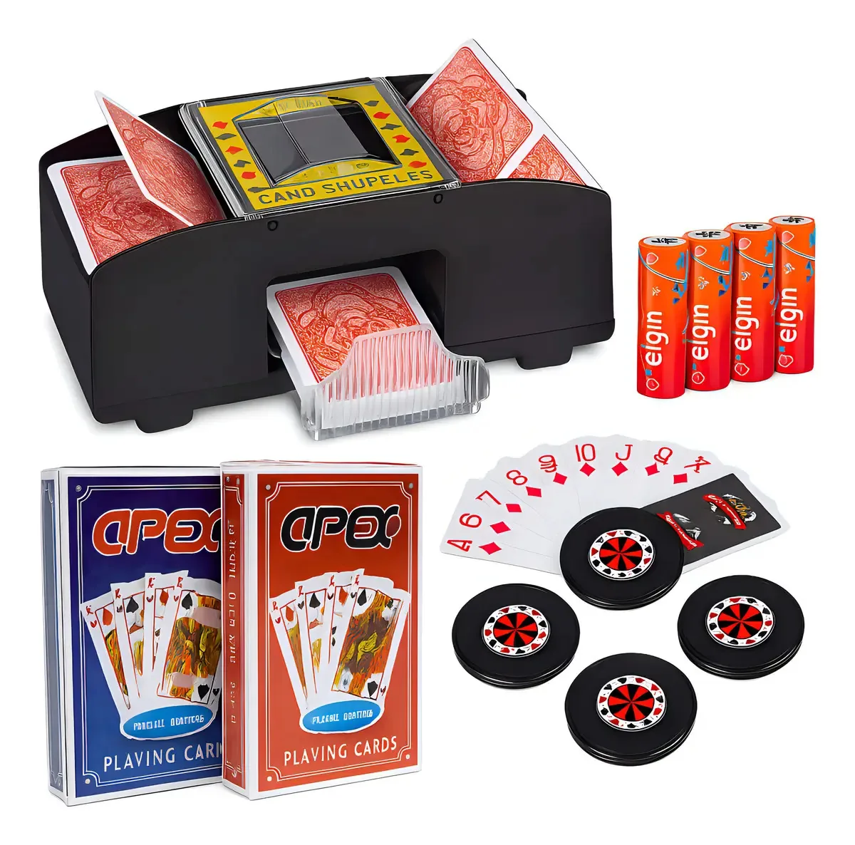 MS Embaralhador Automático Cartas Plástico 2 Baralhos Dorso Preto