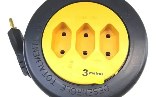 Extensão Elétrica Retrátil 3 Metros Tomada Tripolar 10a