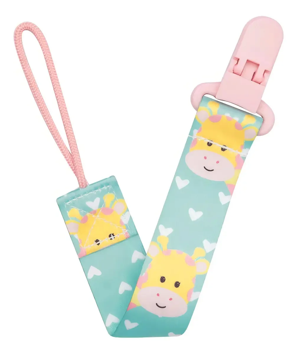 Prendedor De Chupeta Buba Com Estampas Divertidas Cor Rosa
