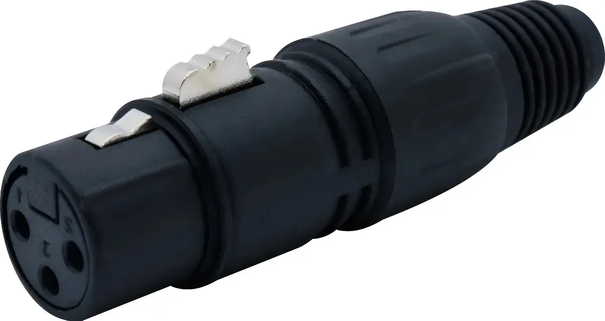 Conector XLR Fêmea 3 Pinos Preto CSR SK013 para Áudio e Iluminação