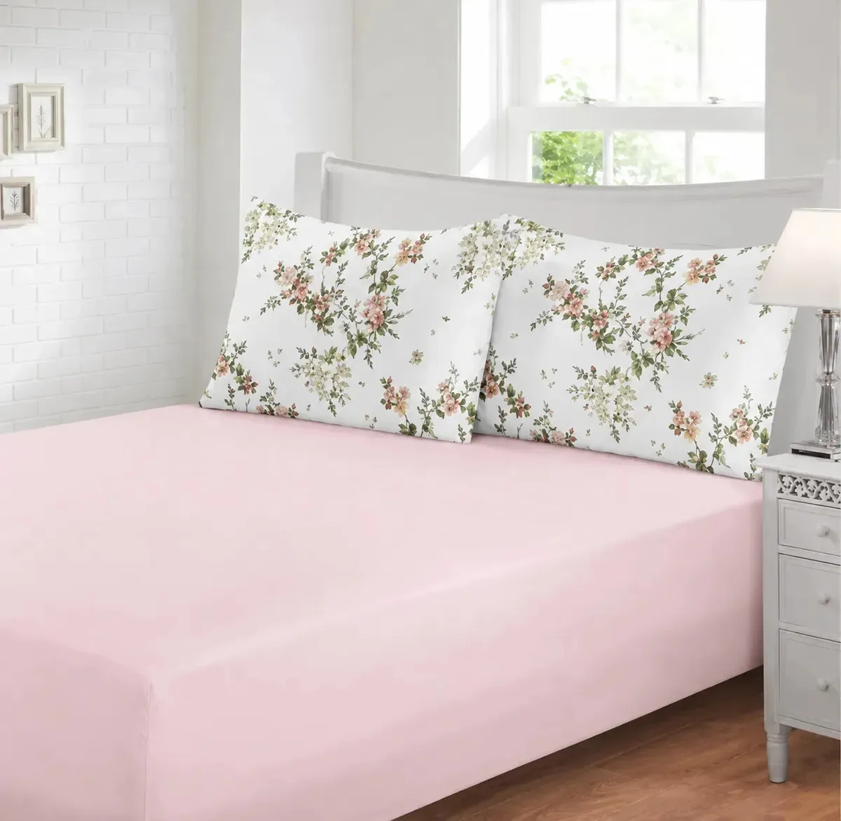 Jogo Cama Floral Casal Toque De Seda Maciez 300 Fios 3 Pçs