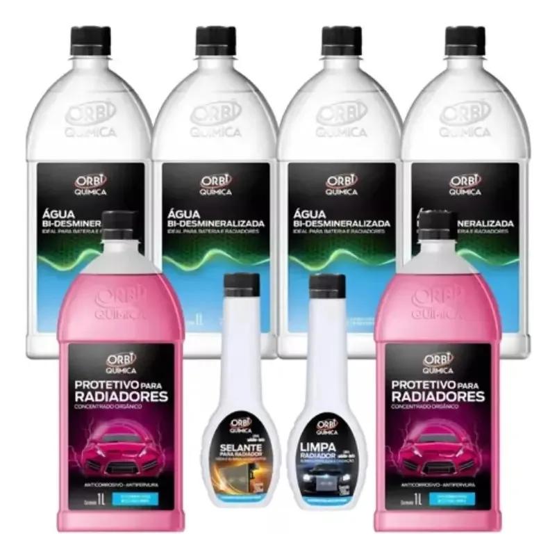 Kit Aditivo Selante Limpa Radiador Agua Desmineralizada 6 Lt