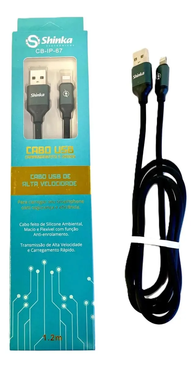 Cabo Usb Lightning Carregador E Dados Alta Velocidade Shinka