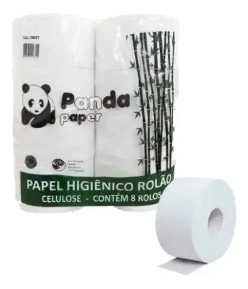 Papel Higienico Rolao F.s Panda 100 Cel.virg Fd 8 Rls 1x1