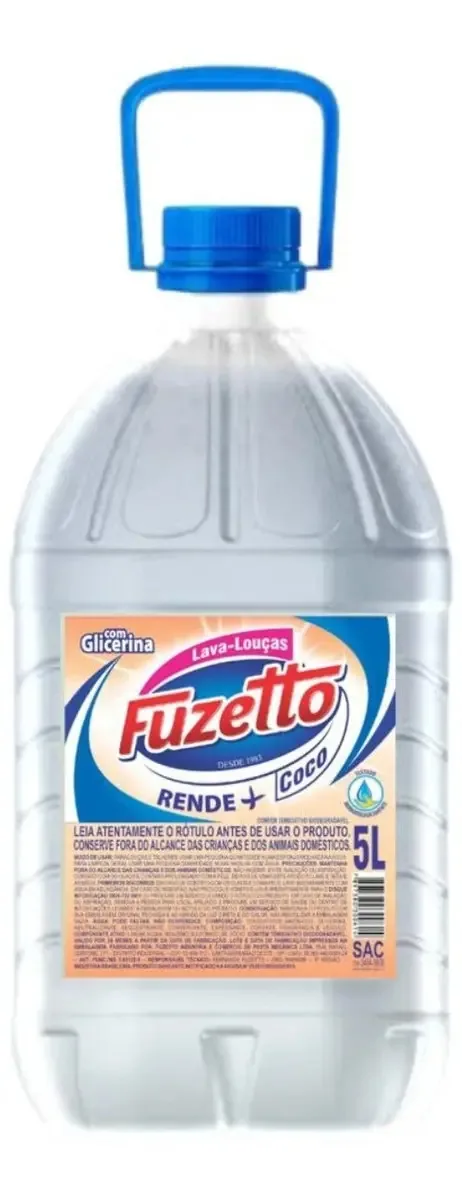 Sabão Líquido Lava Louças Detergente Fuzetto 5 Litros
