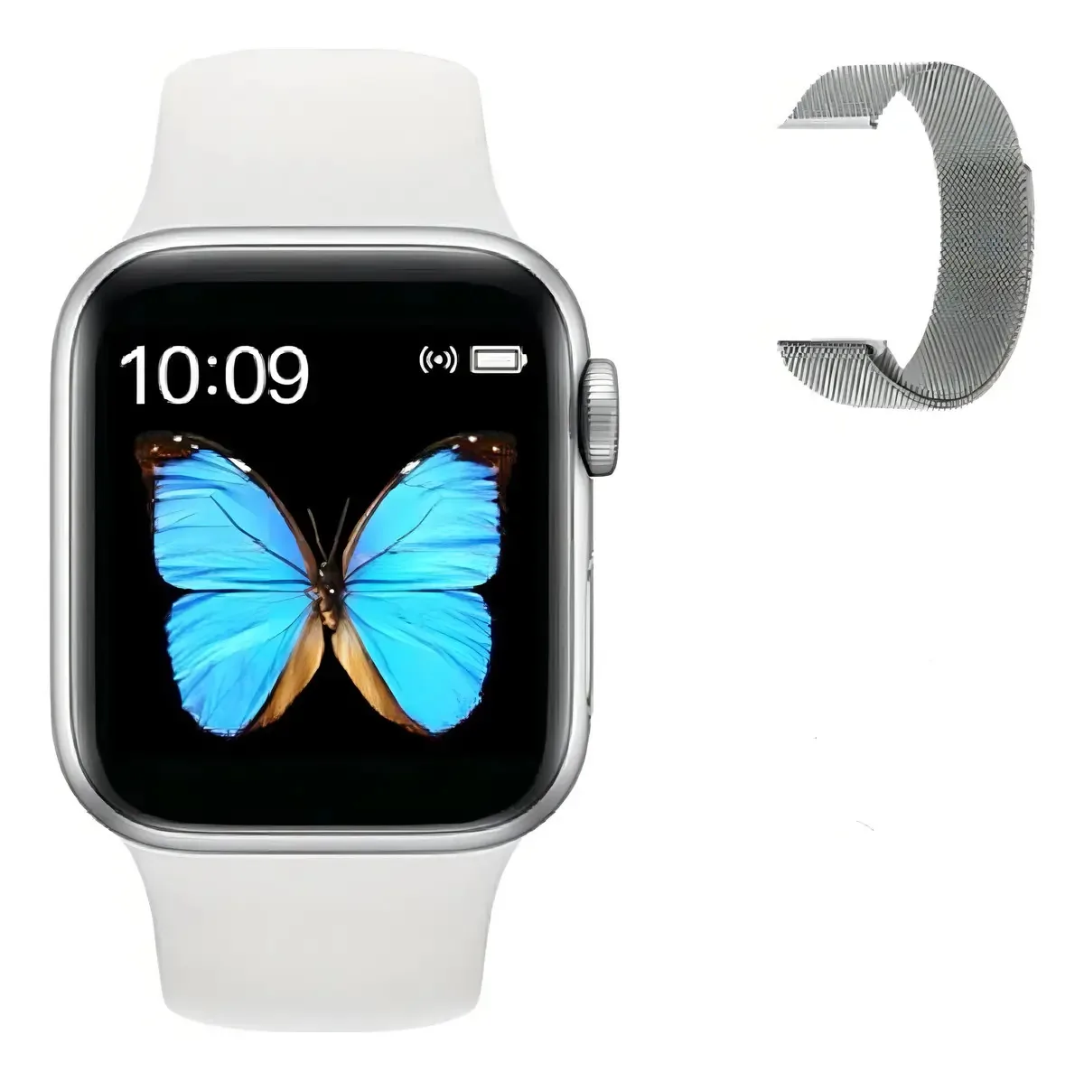 Smartwatch Iwo Max T500 Branco + Pulseira Milanese Prata