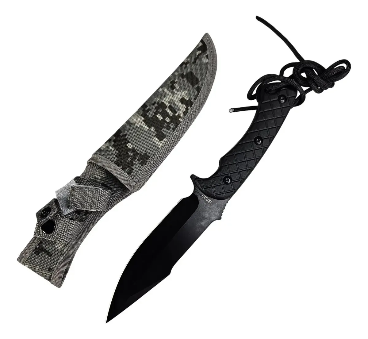 Faca Fulltang Taue Aço Inoxidável Tática Militar Camping Caça 19cm