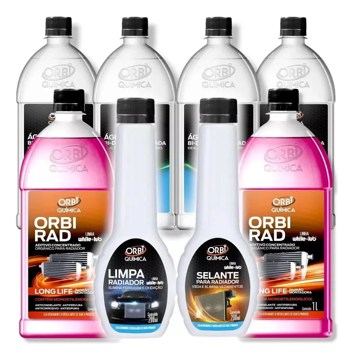 Kit Combo Aditivo Selante Limpa Radiador Agua Desmineral 6lt