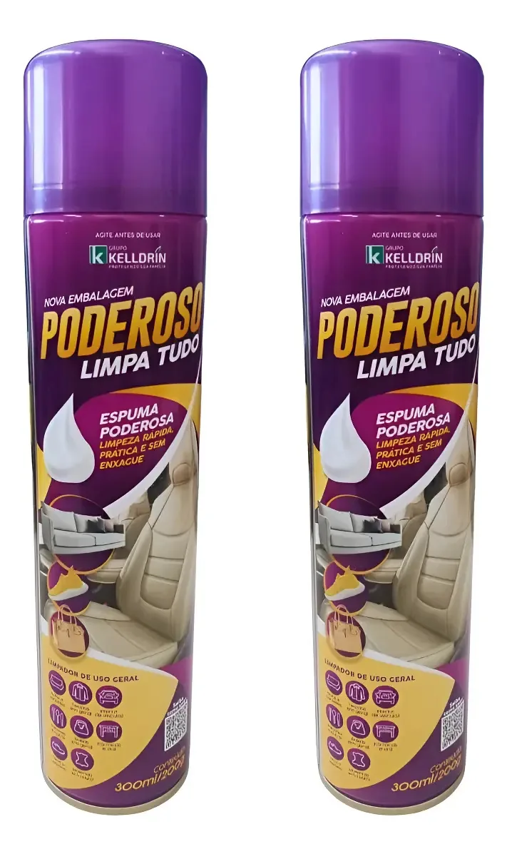 2 Poderoso Limpa Tudo 300ml Espuma Mágica - Kelldrin
