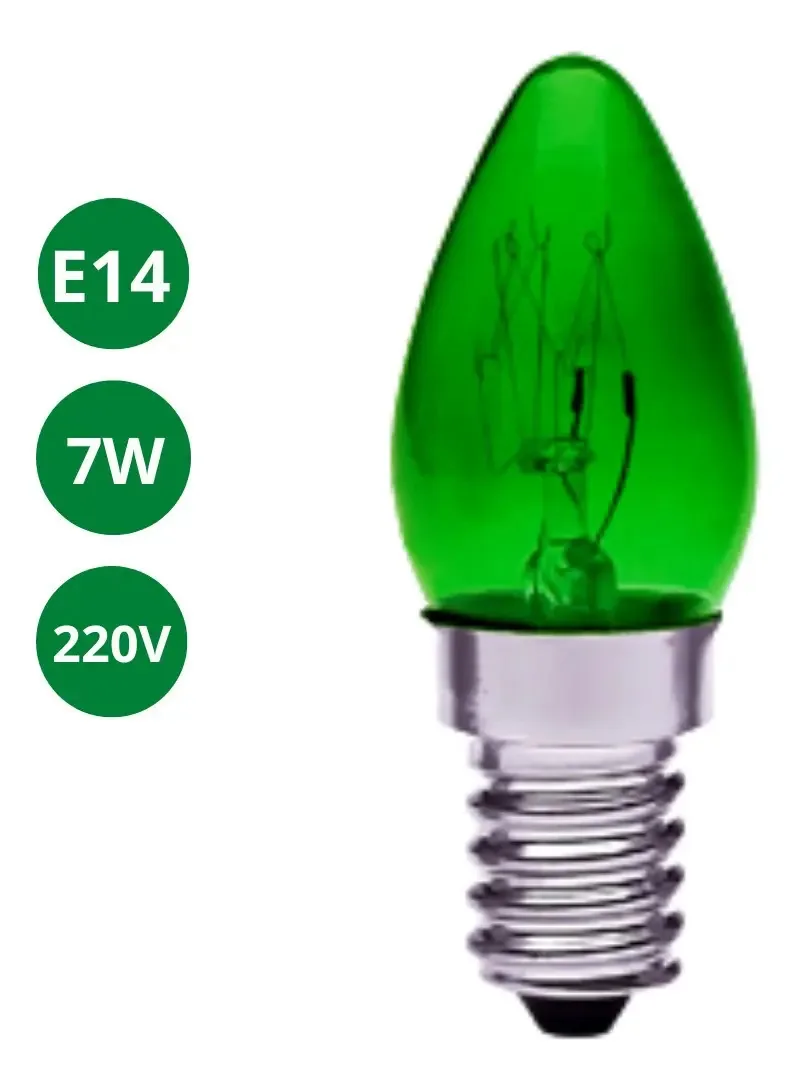 Lâmpada Chupeta 7W E14 Verde Incandescente Sadokin
