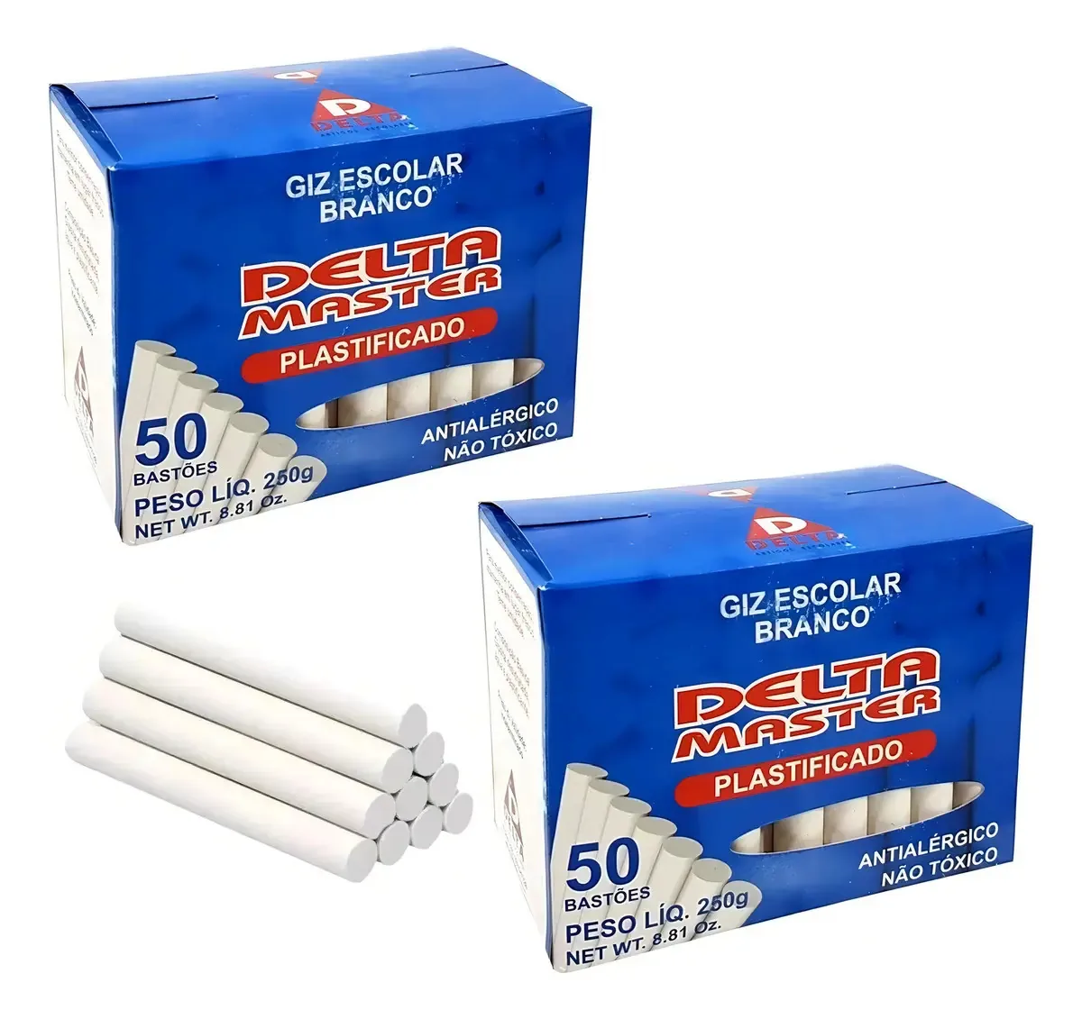 Giz Escolar Branco 50un Plastif