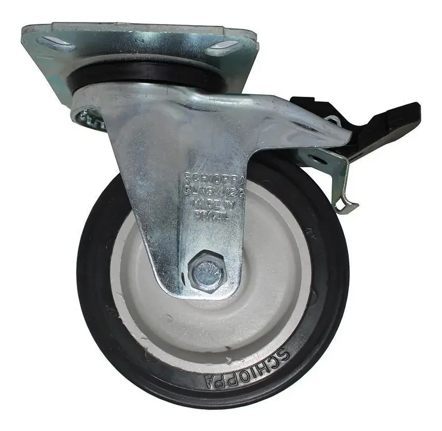 Rodizio Giratório Para Carrinhos Pvc Com Freio Gl 312 Bpn G