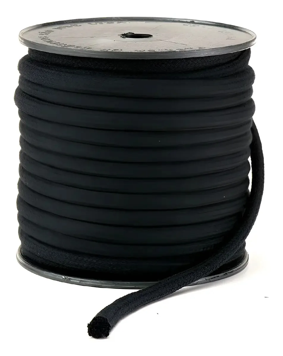 Cordão de Algodão Preto Elásticos São José 8mm 20m Indumentária Calçado