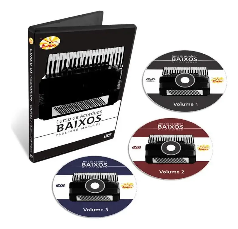 Coleção Baixos Para Acordeon 3 Dvds - Edon