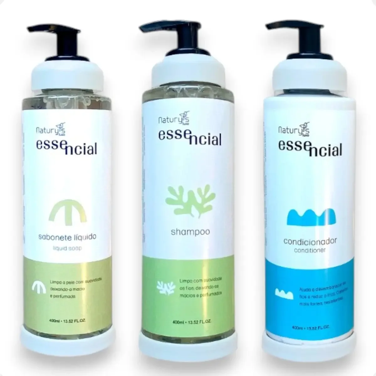 Kit Dispenser 400ml Hotelaria - 3 Unid Com Suporte Fixo Cor Branco