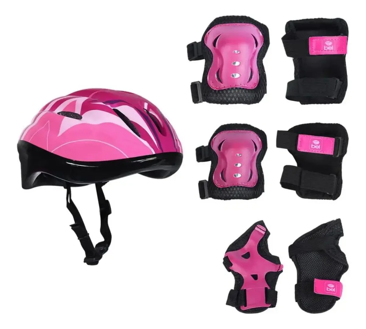Kit Proteção Radical Ajustável Infantil Tam P Completo Bel Rosa