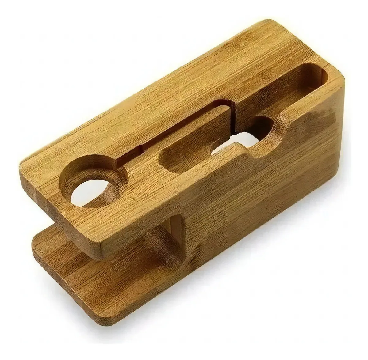 Suporte Dock iPhone Apple Watch Iwatch Madeira Bambu