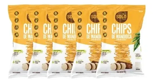 Chips Mandioca Aipim Macaxeira 42g Solo Snacks Kit C/ 5 Unid
