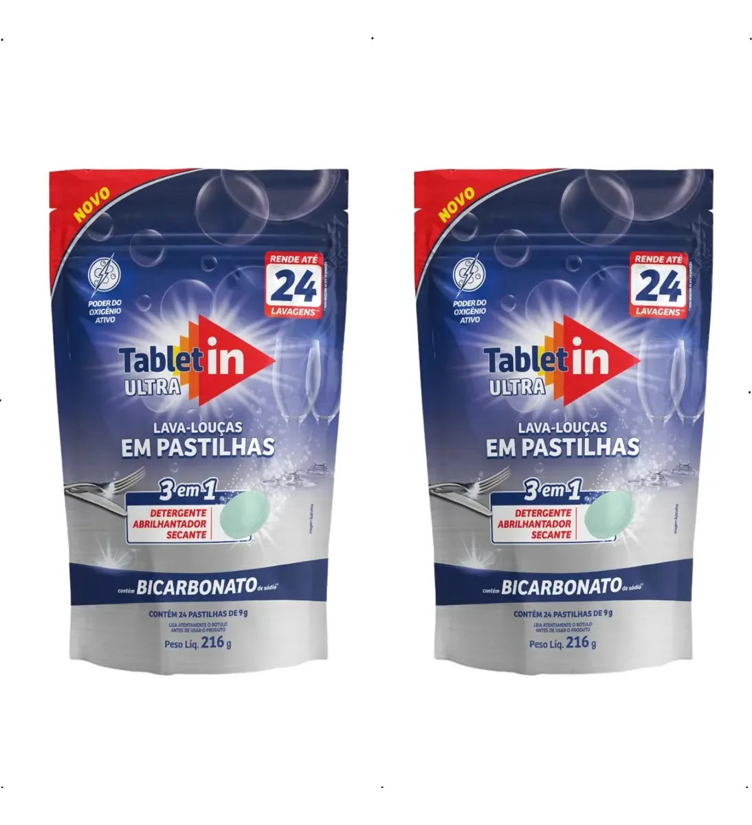 Detergente Tablet In Lava-louças 48 Pastilhas Kit C/2 Unds