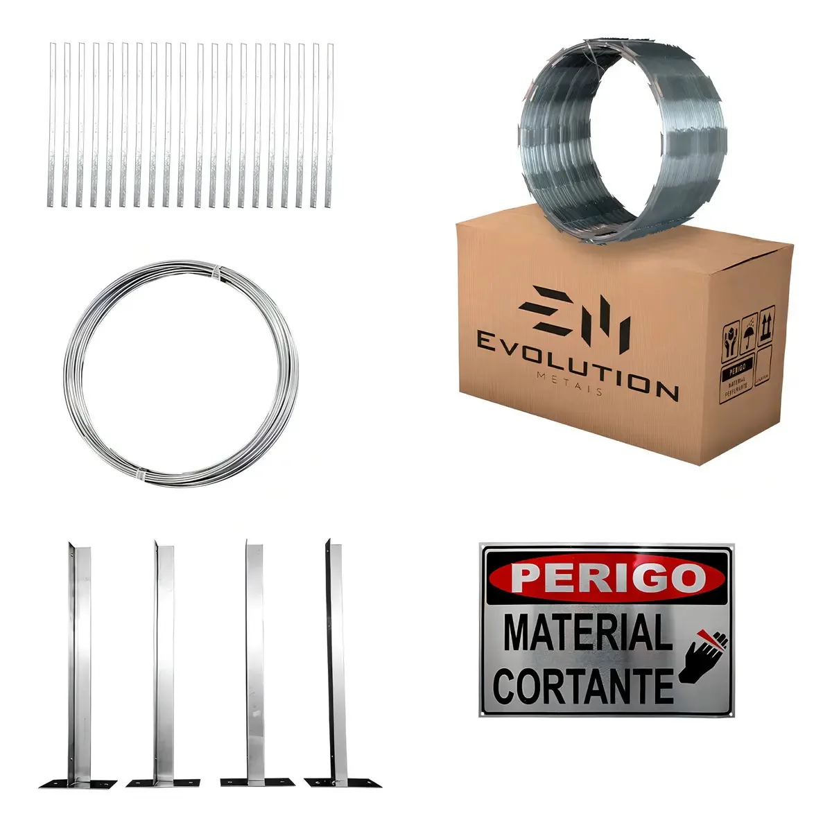 Concertina Simples 45cm 10m Evolution Metais Galvanizada Aço Segurança