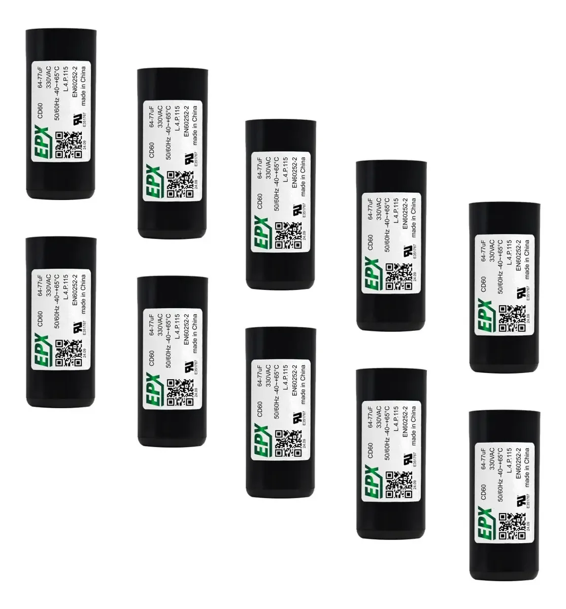 Kit 10 Capacitores De Partida Eletrolitico 64-77uf 330v