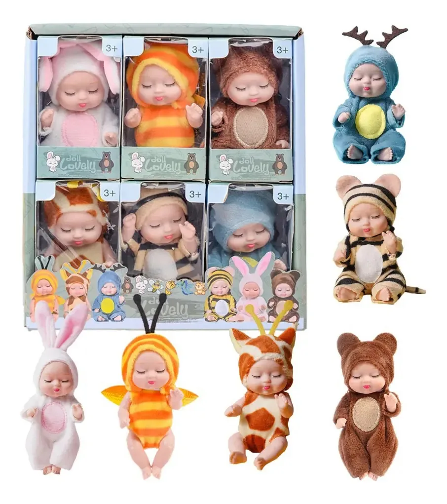 6 Mini Baby Dolls Bonecas Reborn 11cm