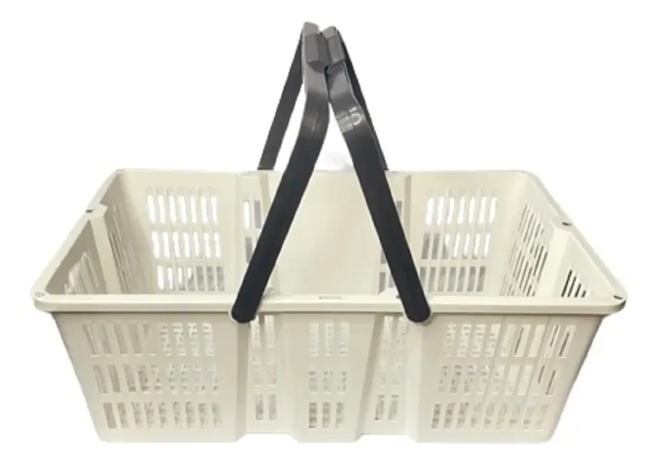 Cesta Plástica De Supermercado Com Alça Ideal Para Compras Cor Branco