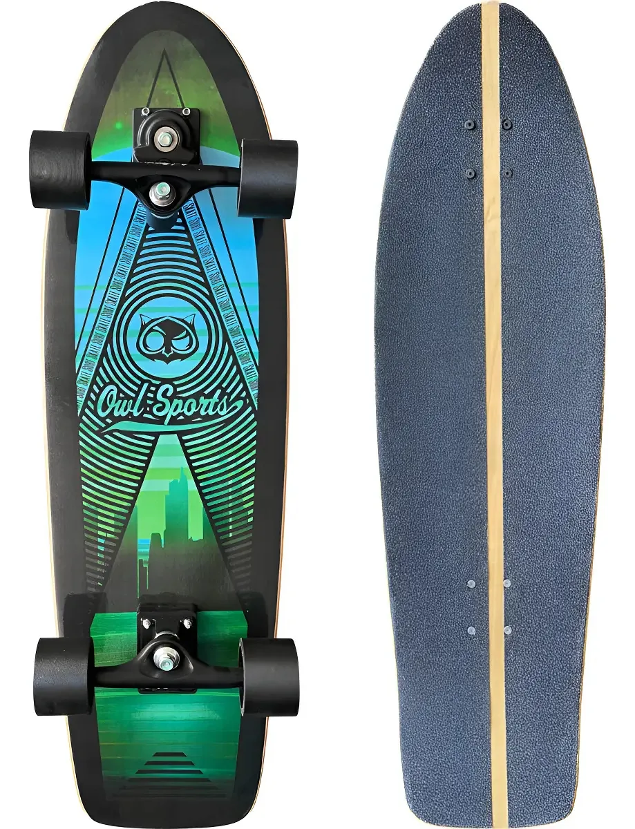 Skate Simulador De Surf Owl Sports Overnight Preta Prateado