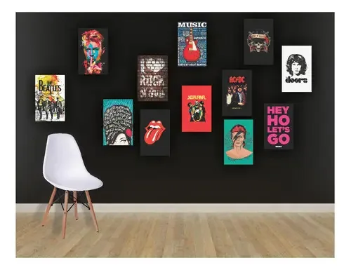 Kit 12 Placas Decorativas Bandas Rock Nirvana Guns