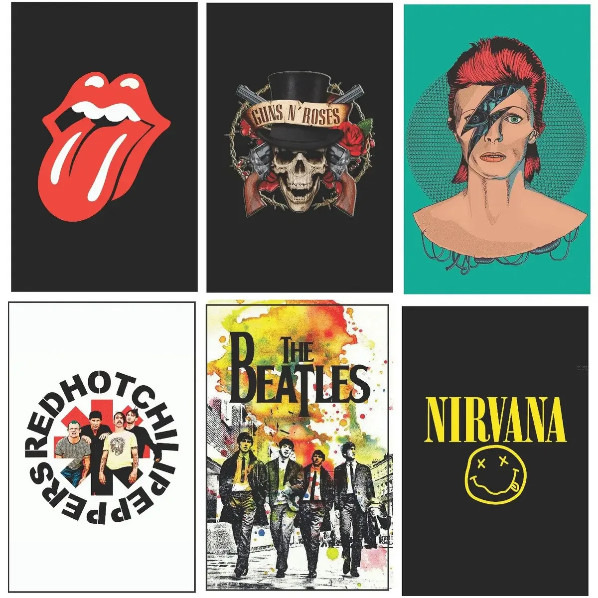 Kit Placas Decorativas Em Mdf Bandas Rock - 6 Placas